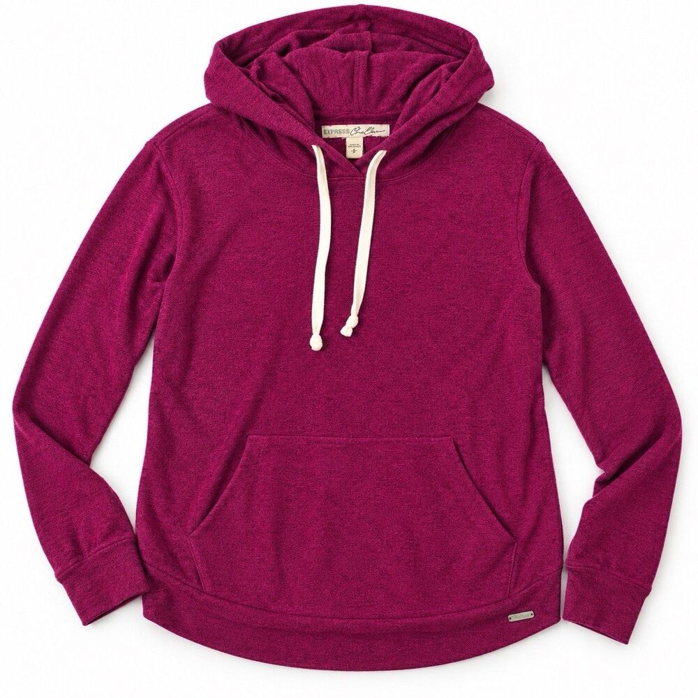 Express One Eleven Women's Purple Lightweight Knit Pullover Hoodie Small S